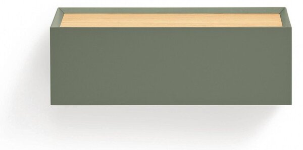 Comodino verde con piano effetto rovere da parete Arista – Teulat