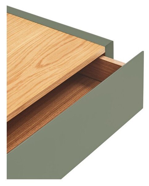 Comodino verde con piano effetto rovere da parete Arista – Teulat