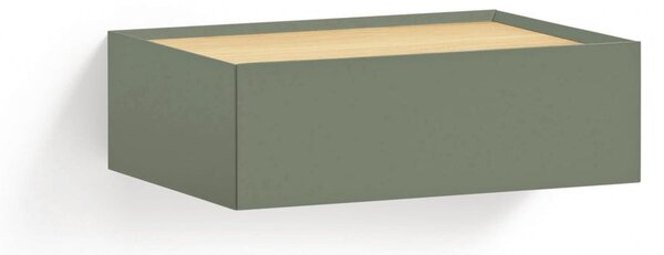 Comodino verde con piano effetto rovere da parete Arista – Teulat