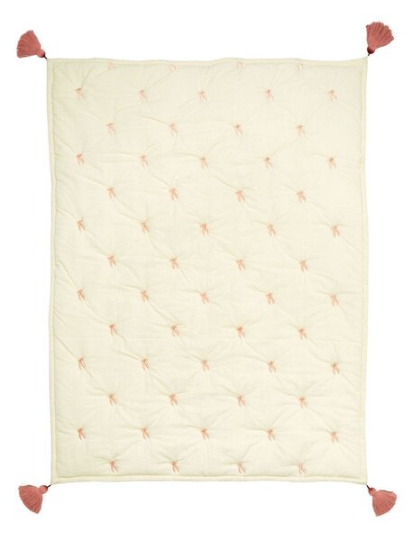 Coperta per bambini giallo chiaro/rosa in cotone organico trapuntata 90x120 cm Bows – Cam Cam Copenhagen