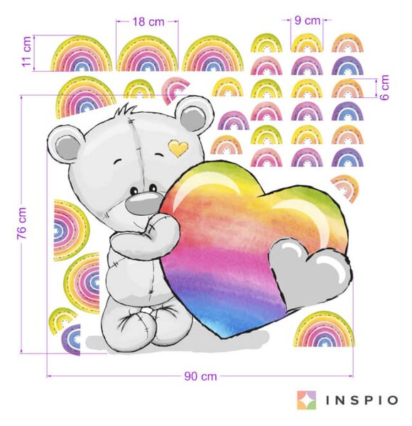 L´orsetto allegro con gli arcobaleni colorati