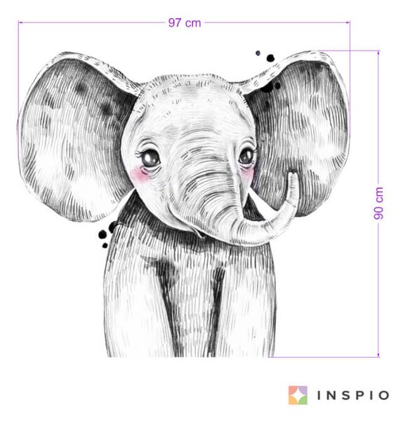 Adesivo - Un elefante grande in bianco e nero