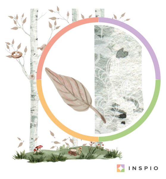 Paesaggio della foresta con animali - adesivi ad acquerello