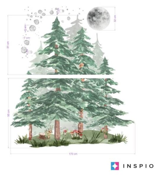 Foresta al chiaro di luna - adesivo da parete