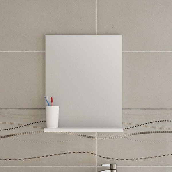 Kamalu specchio con mensola 40 cm colore bianco opaco | lac-polis-40-b