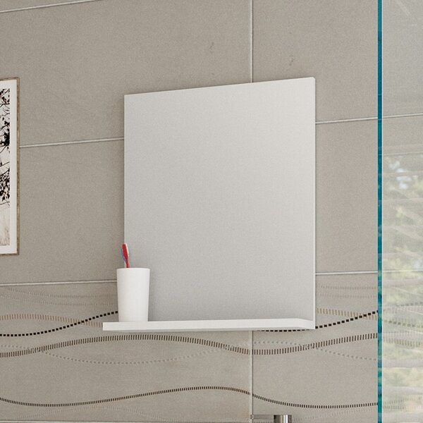 Kamalu specchio con mensola 40 cm colore bianco opaco | lac-polis-40-b