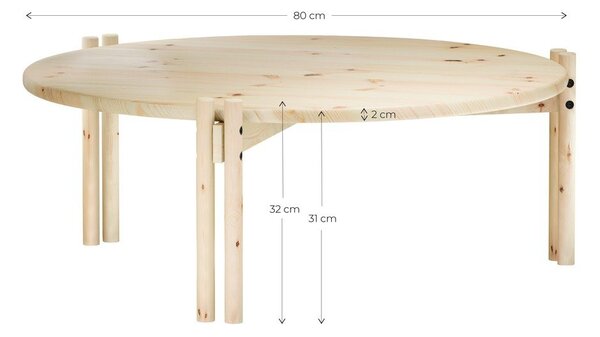 Tavolino rotondo rosso in legno di pino ø 80 cm Sticks - Karup Design