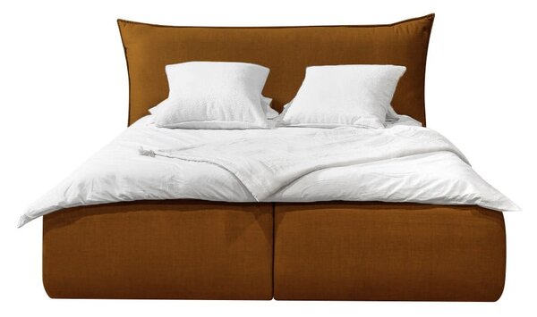 Letto matrimoniale imbottito giallo con contenitore con griglia 180x200 cm Jade - Bobochic Paris