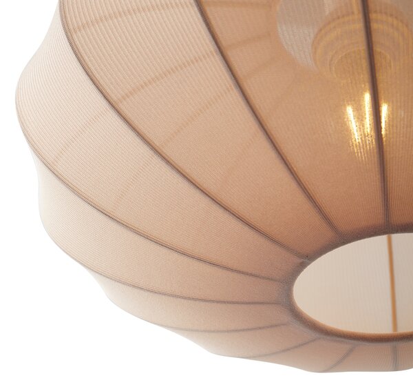 Lampada a sospensione Japandi beige con paralume in tessuto a 3 luci - Bida