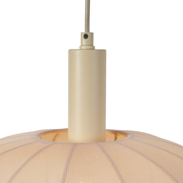 Lampada a sospensione Japandi beige con paralume in tessuto a 3 luci - Bida