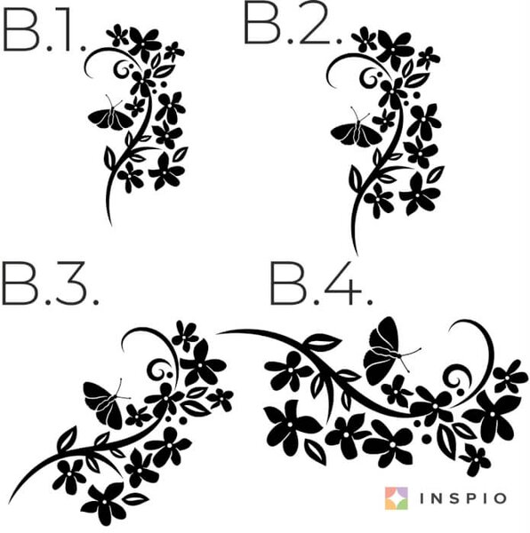 Adesivo da parete - Farfalla e fiori