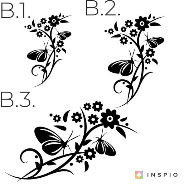 Adesivo murale - Farfalle e fiori