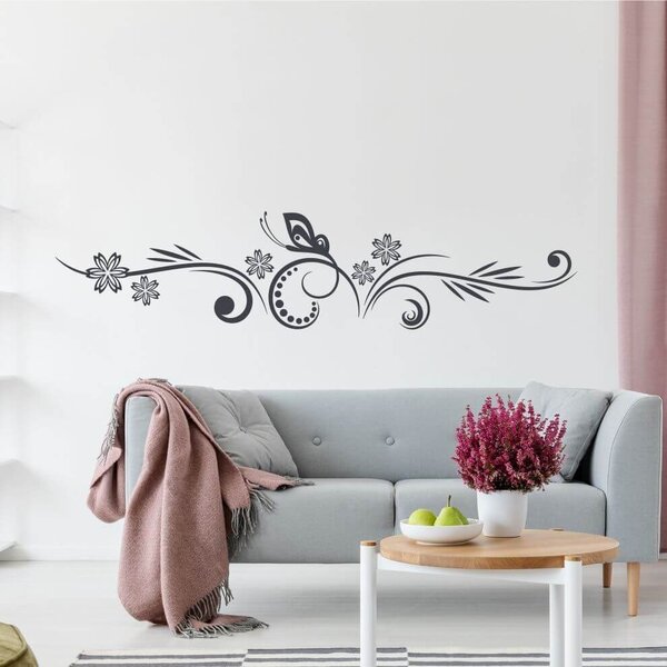 Adesivo murale - Ornamento con la farfalla