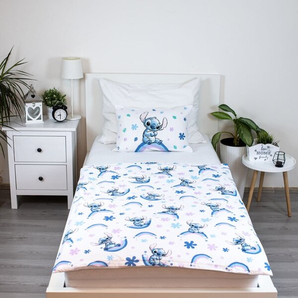 Set copripiumino e federa da bambini bianco/blu in cotone per culla 135x100 cm Lilo and Stitch "Rainbow" – Jerry Fabrics
