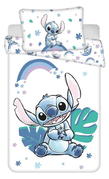 Set copripiumino e federa da bambini bianco/blu in cotone per culla 135x100 cm Lilo and Stitch "Rainbow" – Jerry Fabrics