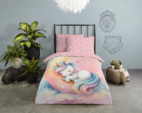 Set copripiumino e federa da bambini rosa in cotone per letto singolo 140x200 cm Molly – Good Morning
