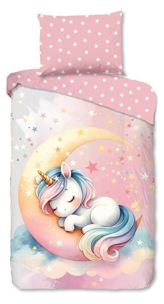 Set copripiumino e federa da bambini rosa in cotone per letto singolo 140x200 cm Molly – Good Morning