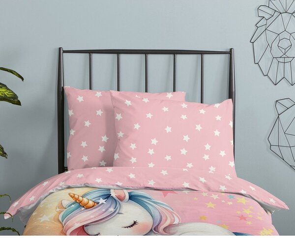 Set copripiumino e federa da bambini rosa in cotone per letto singolo 140x200 cm Molly – Good Morning
