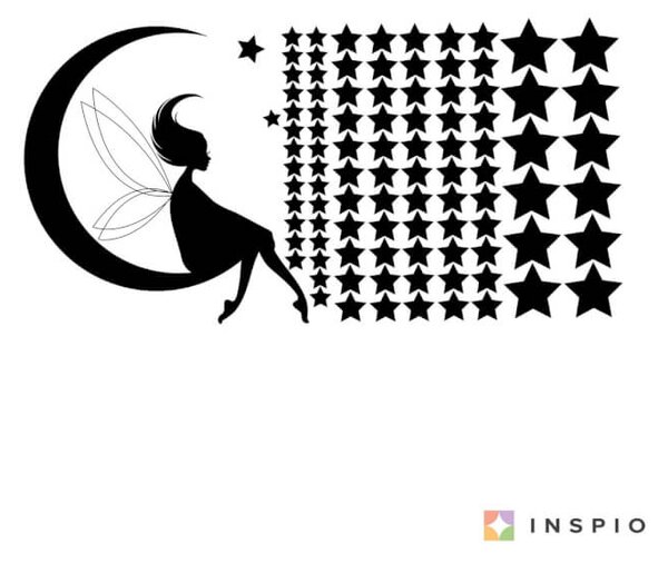 Adesivo da parete - La fata con le stelline sulla Luna