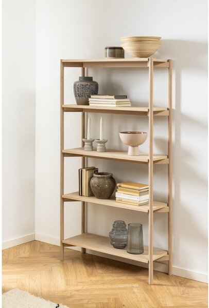 Libreria di colore naturale con effetto rovere 86x160x30 cm Braidwood – Actona
