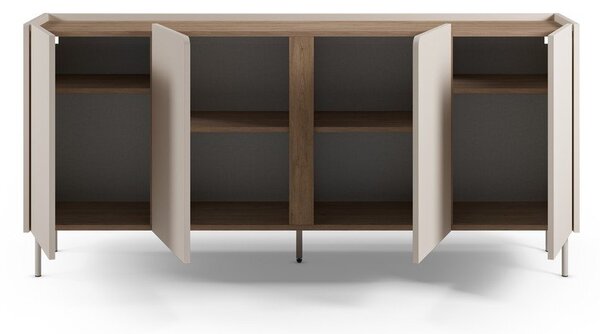 Cassettiera effetto rovere in colore crema-naturale 180x82x40 cm Lucile - Marckeric