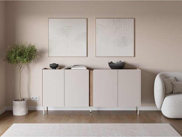 Cassettiera effetto rovere in colore crema-naturale 180x82x40 cm Lucile - Marckeric