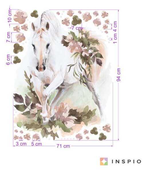 Adesivi da parete - Cavallo con fiori