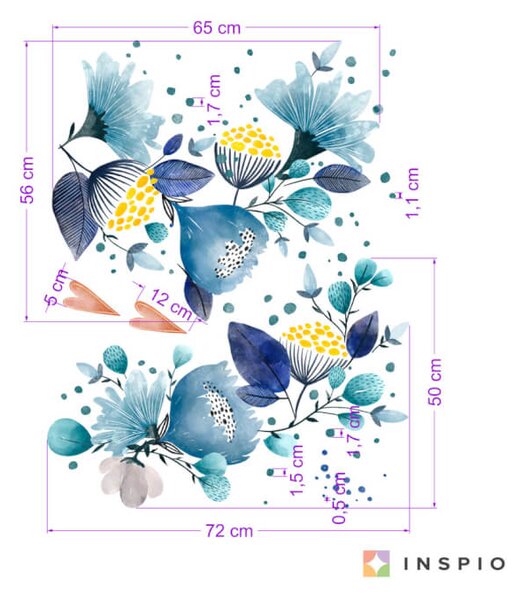 Adesivo - Fiori ad acquerello sopra il lettino