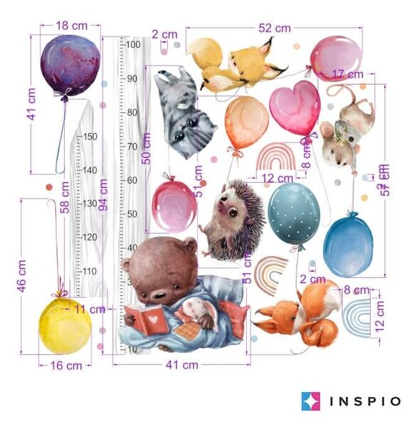Metro sulla Parete per Bambini - Animali Volanti e Palloncini