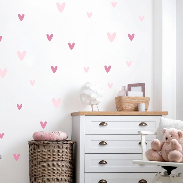 Adesivi murali per ragazze - Cuori rosa