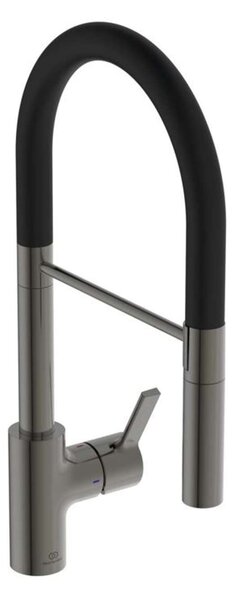 Ideal Standard Gusto - Miscelatore per lavello con braccio flessibile e doccetta, Magnetic Grey/nero BD417A5
