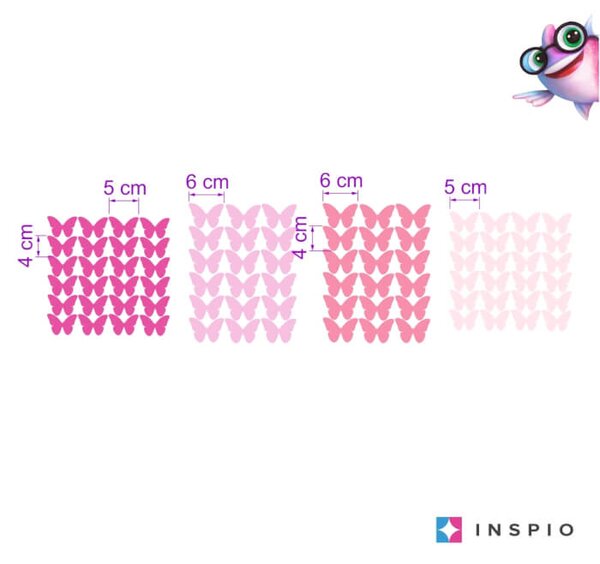 Farfalle dal design rosa - adesivi murali per ragazze