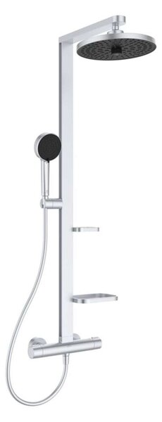Ideal Standard ALU+ - Set doccia termostatico, diametro 26 cm, 2 getti, argento BD583SI