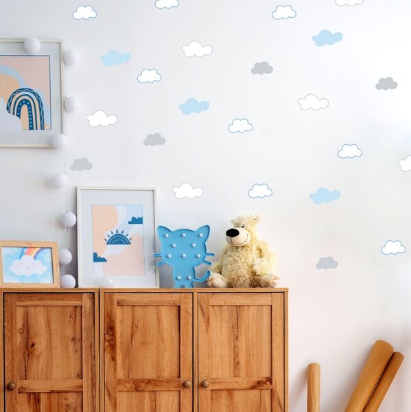 Adesivi da parete - Nuvole nei colori in blu e grigi