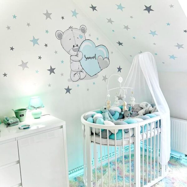 INSPIO Orsetto con stelle e nome nei colori pastello