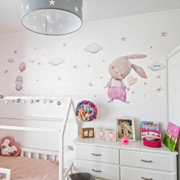 Coniglietti per la cameretta dei bambini - adesivi ad acquerello
