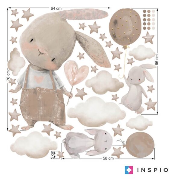 Coniglietti nel design marrone - adesivi per bambini