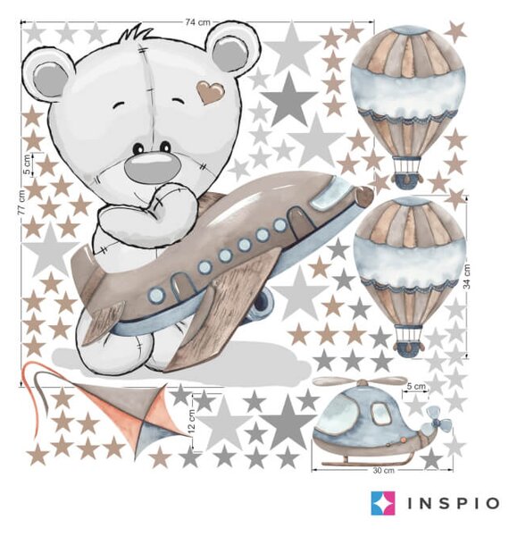 Orsetto con aeroplano - adesivo cameretta per bambini