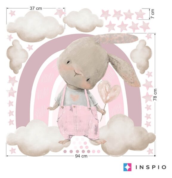 fanquare Adesivi Murali Coniglietti Carini Stickers Murali Baci di Coniglio Farfalla Decorazioni Murali Rimovibili per la Camera dei Bambini Ragazze Soggiorno Camera da Letto Decor