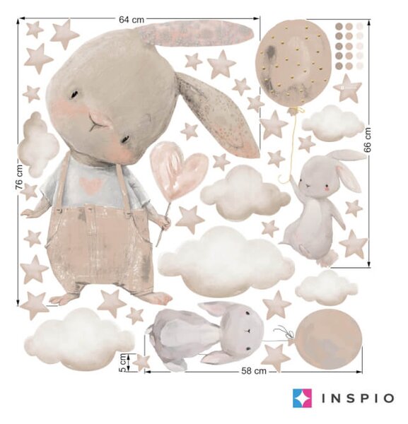 Adesivi per bambini - Coniglietti con palloncini