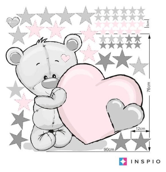 Adesivo per bambina - Orsetto in colori pastello con stelle