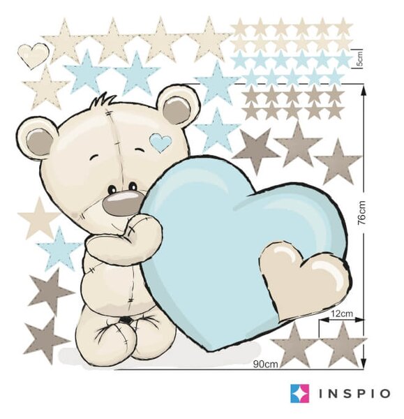 Adesivo cameretta per bambini - Orsetto blu con stelle e nome