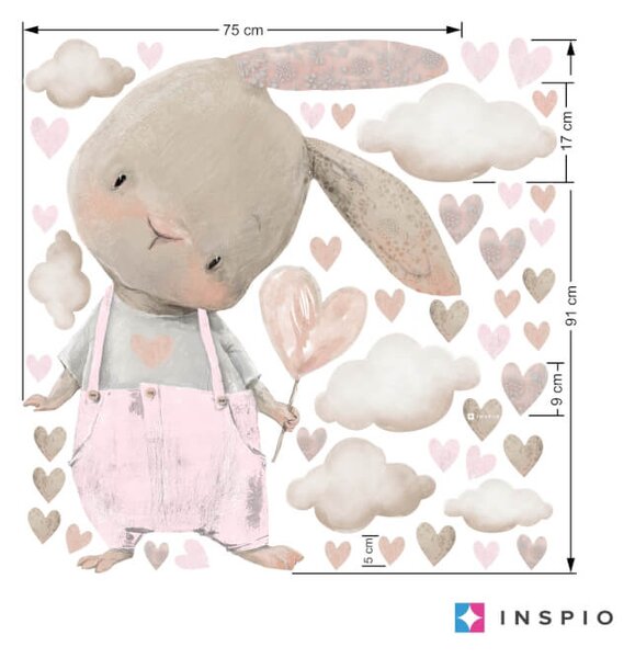 Coniglietto rosa chiaro per bambina - adesivi da parete