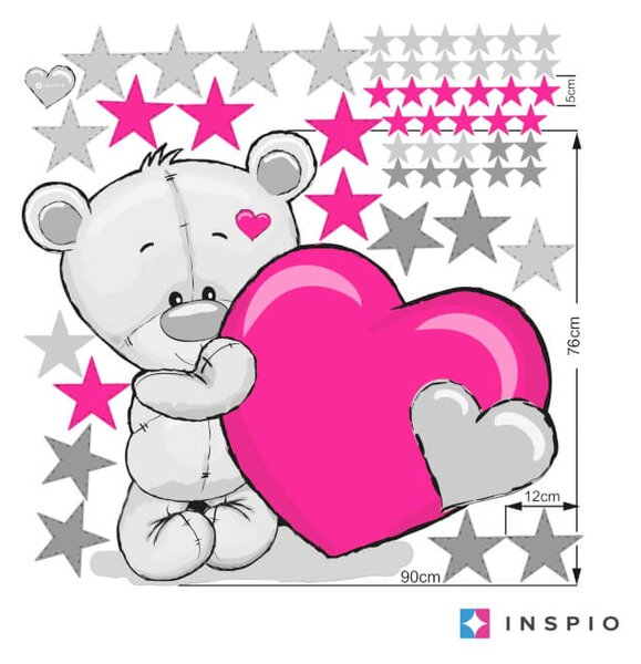 Orsetto con cuore rosa - adesivo murale per ragazze