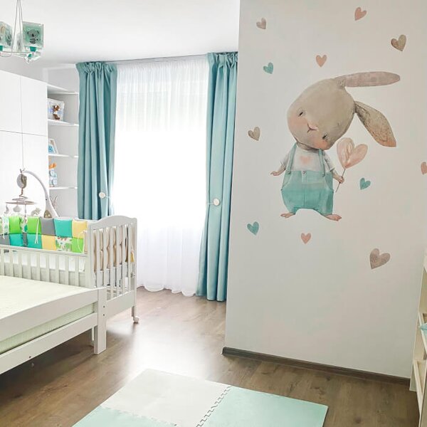 Adesivi per bambini - Coniglietto acquerello con cuore