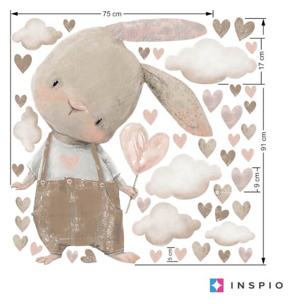 Adesivi per bambini - Coniglietto crema con un nome