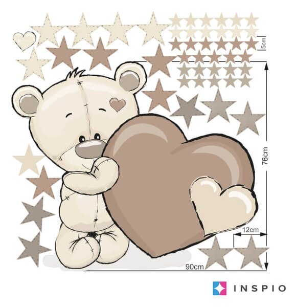 Orsetto beige con cuore - adesivo da parete