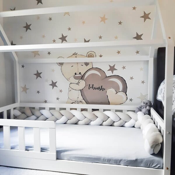 Orsetto beige con cuore - adesivo da parete