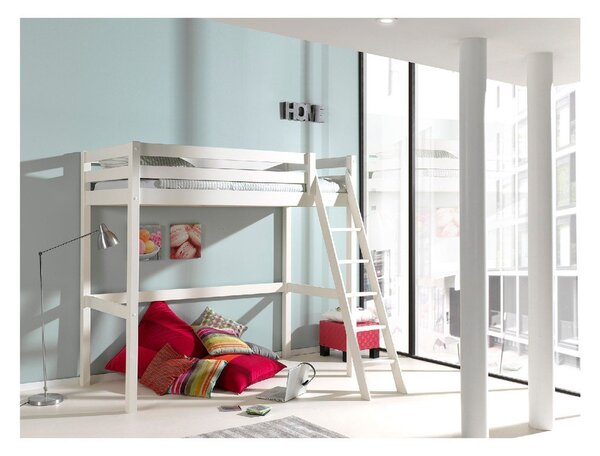 Letto da bambini rialzato bianco con rete inclusa 90x200 cm Pino – Vipack