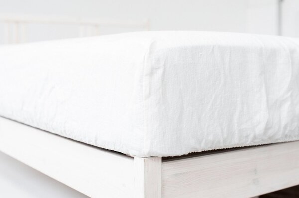 Lenzuolo bianco in lino con angoli 180x200 cm - Linen Tales